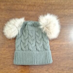 Knit Hat with Pom Poms